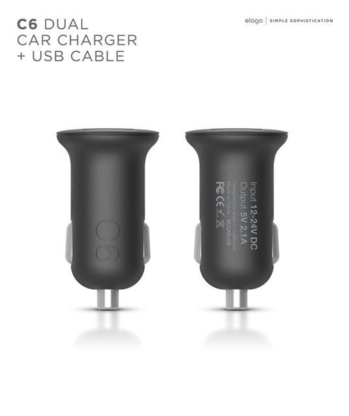 C6 Dual USB Car Charger (USB Cable not included)
