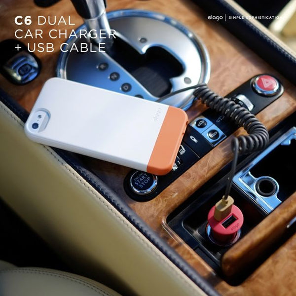 C6 Dual USB Car Charger (USB Cable not included)